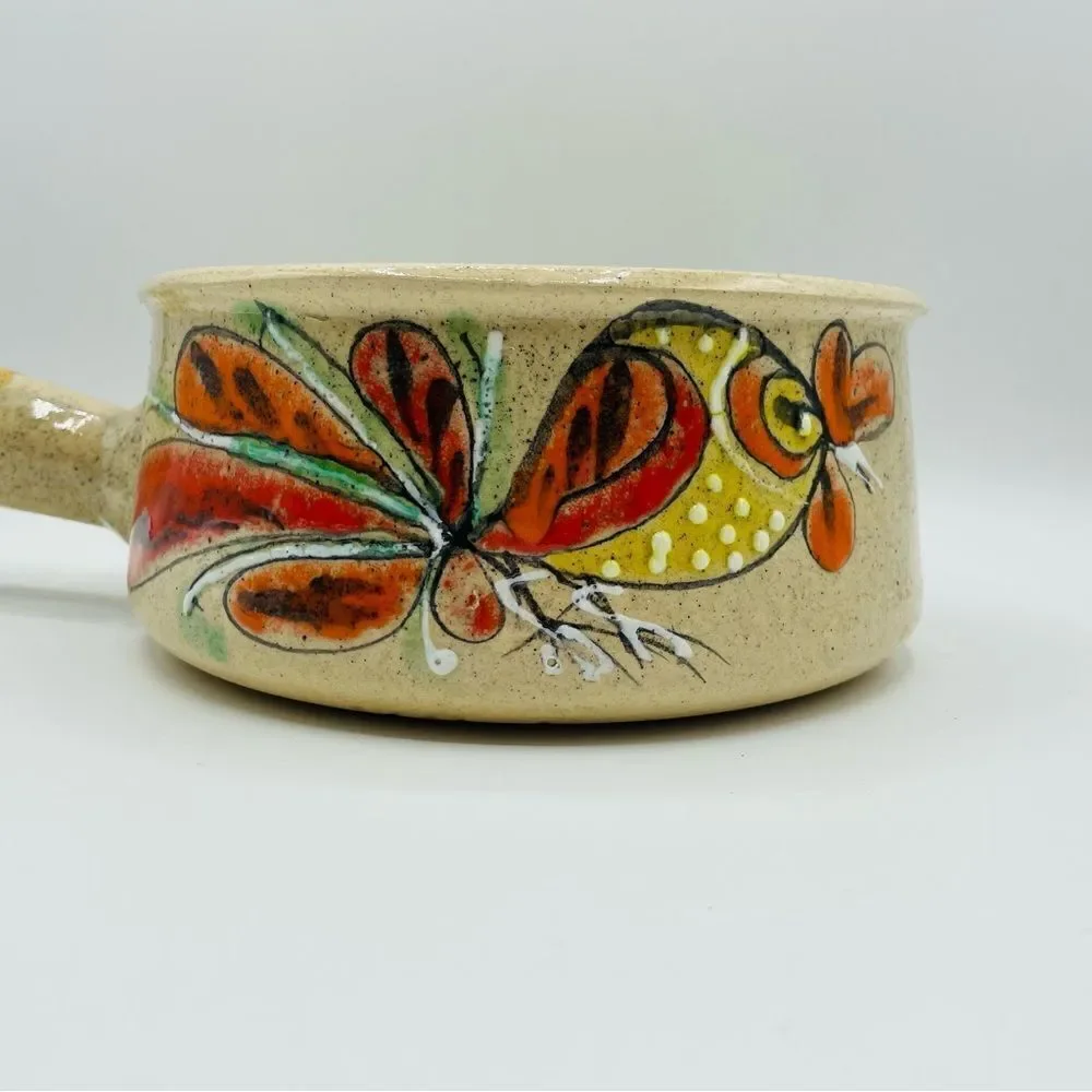 Vintage Handmade Rooster Pottery Crock France